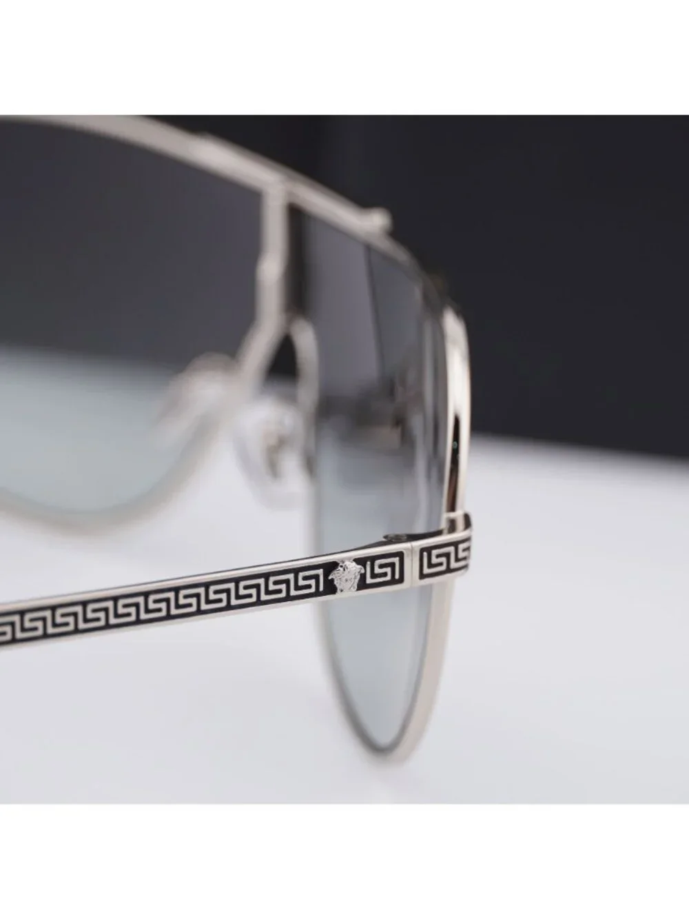 Versace VE2293 100011 Shield Sunglasses – Silver / Grey